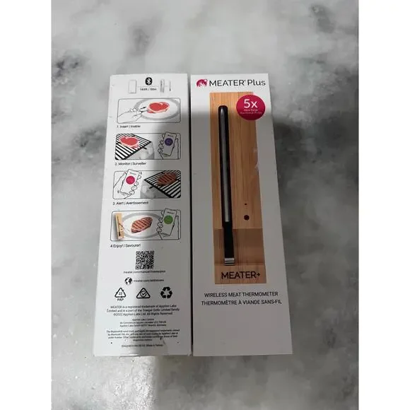 MEATER Plus Wireless Meat Thermometer Lot of 2 Smart Bluetooth BBQ Grill Probe**